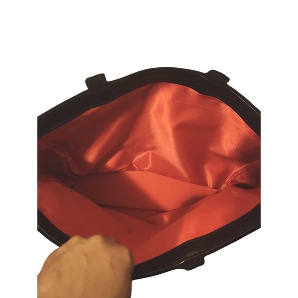 Givenchy Parfums Large Black Wool & Faux Leather Tote Bag Red Lining - Picture 3 of 7